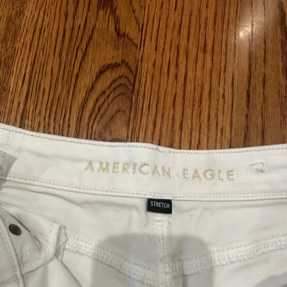 American Eagle Distressed White Denim Shorts - Picture 2 of 4